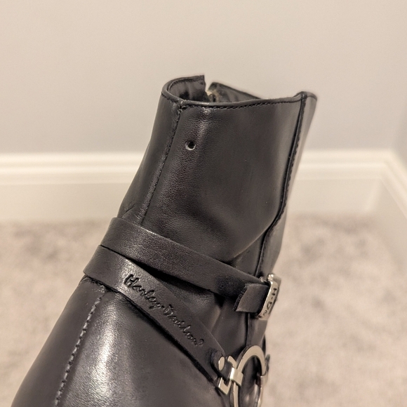 Harley Davidson Harness Ring Biker Heel Black Leather Bootie sz 8 - Picture 11 of 11